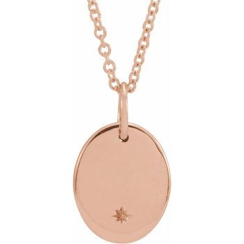 14K Engravable Oval Starburst 16 - 18" Necklace - Balacia