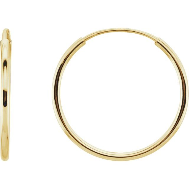 14k Gold 12 mm Endless Huggie Hoop Earrings - Balacia