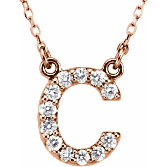 14K Initial C 1/8 CTW Diamond 16&quot; Necklace - Balacia