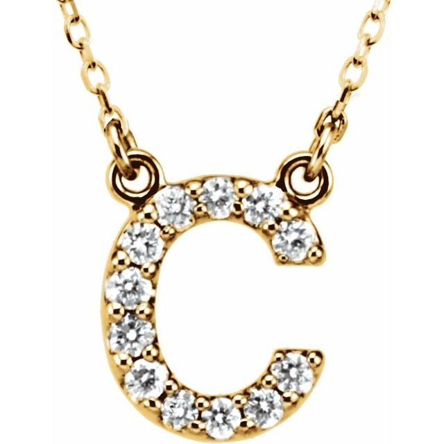 14K Initial C 1/8 CTW Diamond 16&quot; Necklace - Balacia