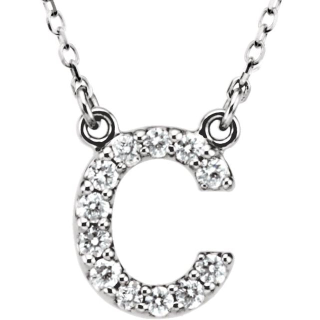 14K Initial C 1/8 CTW Diamond 16" Necklace - Balacia