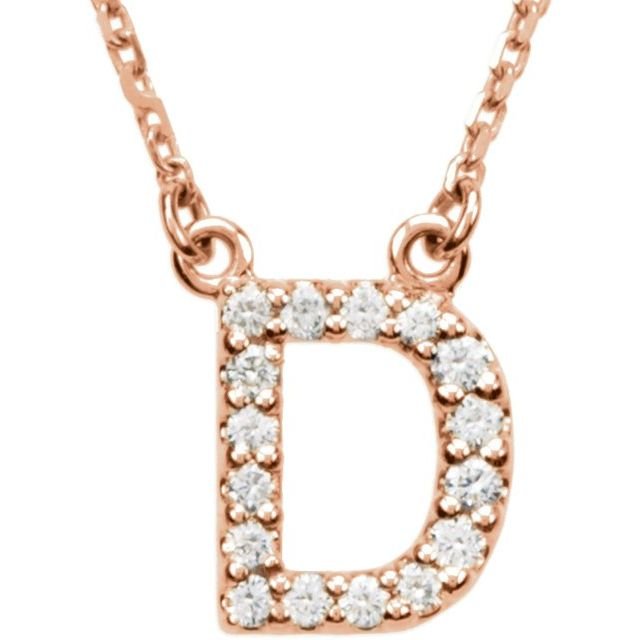 14K Initial D 1/8 CTW Diamond 16" Necklace - Balacia