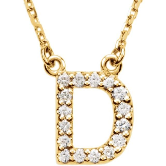 14K Initial D 1/8 CTW Diamond 16" Necklace - Balacia