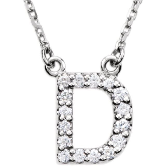 14K Initial D 1/8 CTW Diamond 16&quot; Necklace - Balacia