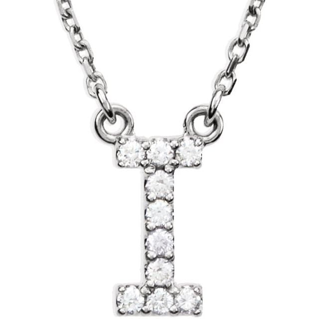 14K Initial I .08 CTW Diamond 16&quot; Necklace - Balacia