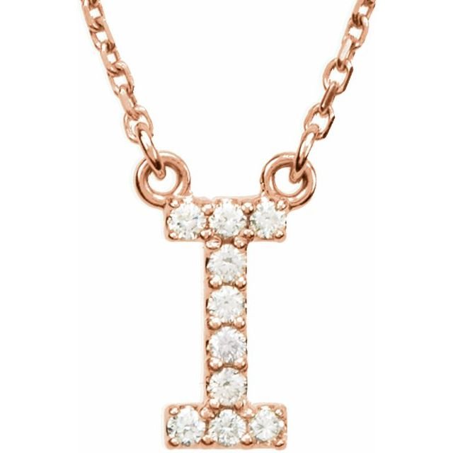 14K Initial I .08 CTW Diamond 16&quot; Necklace - Balacia