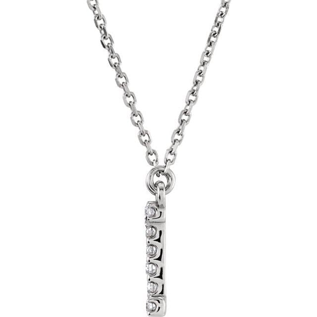 14K Initial I .08 CTW Diamond 16&quot; Necklace - Balacia