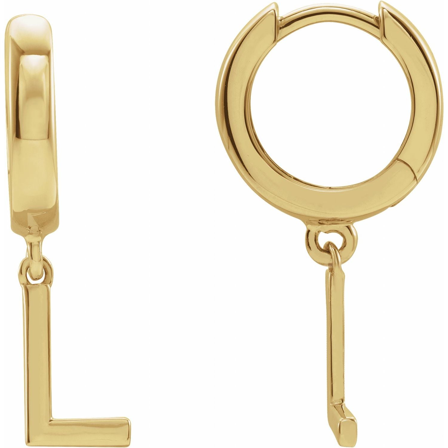 14K Initial L Hinged Huggie Earring - Balacia