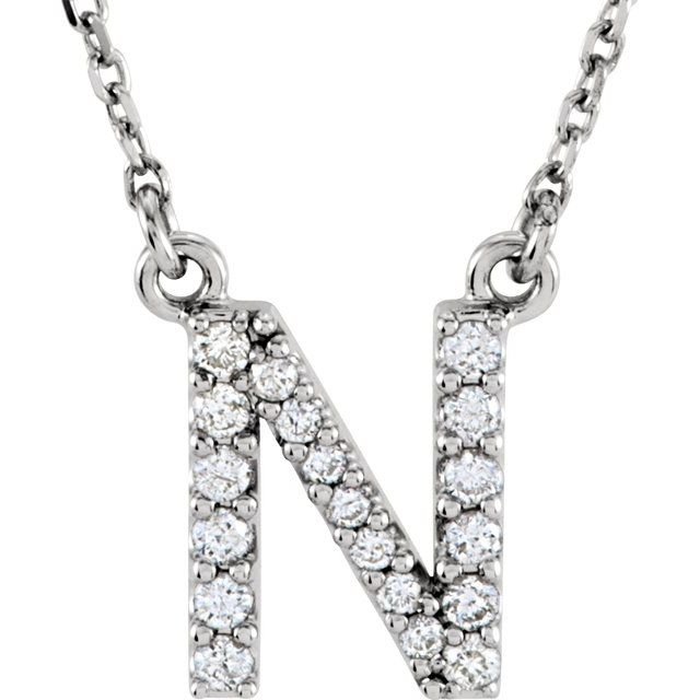 14K Initial N 1/8 CTW Diamond 16&quot; Necklace - Balacia