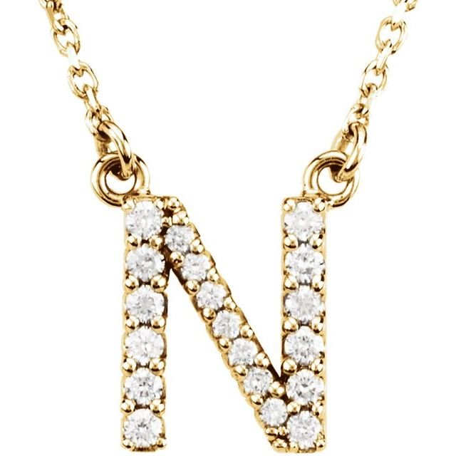 14K Initial N 1/8 CTW Diamond 16&quot; Necklace - Balacia