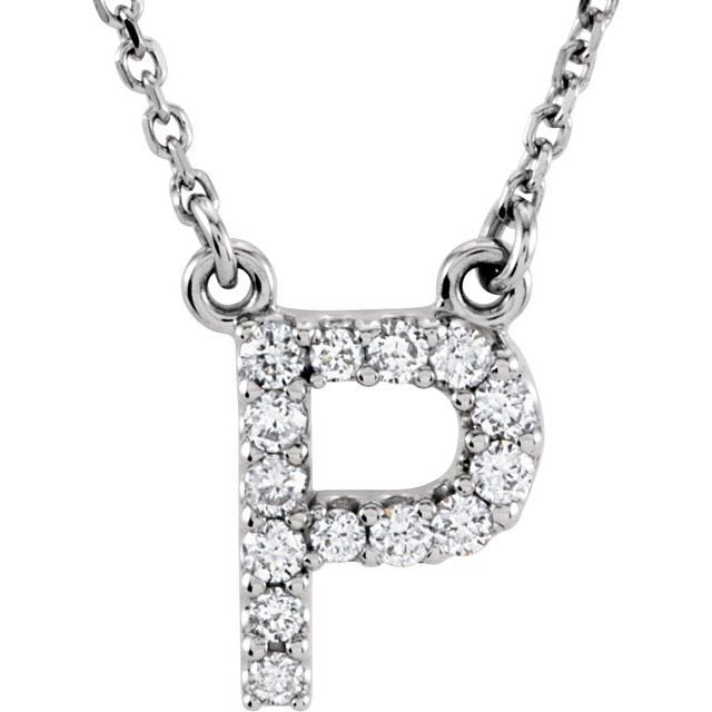 14K Initial P 1/8 CTW Diamond 16&quot; Necklace - Balacia