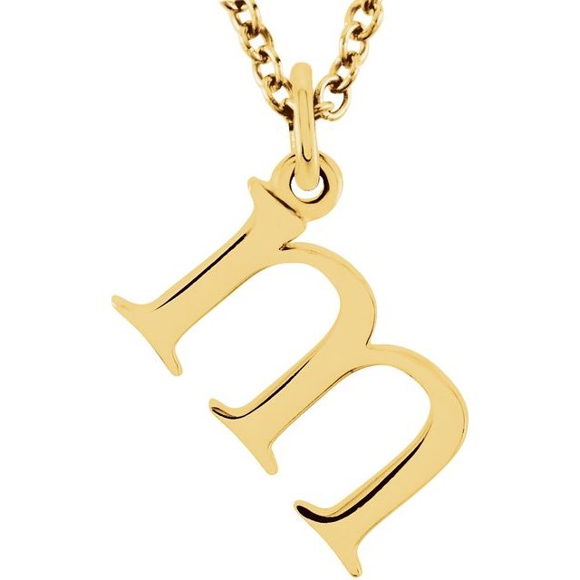 14K Lowercase Initial m 16&quot; Necklace - Balacia