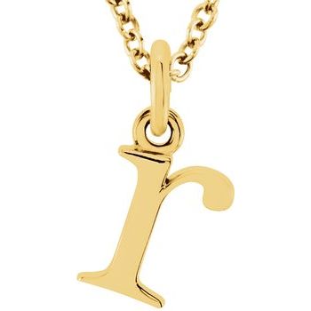 14K Lowercase Initial r 16&quot; Necklace - Balacia