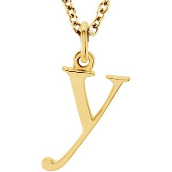 14K Lowercase Initial y 16&quot; Necklace - Balacia