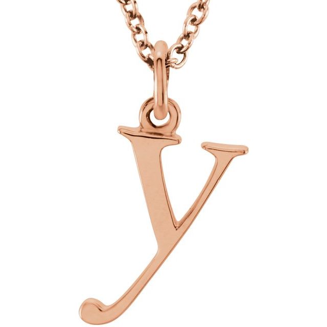 14K Lowercase Initial y 16&quot; Necklace - Balacia