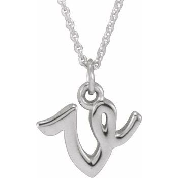 14K Petite Initial V 16&quot; Necklace - Balacia