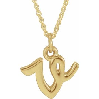 14K Petite Initial V 16" Necklace - Balacia