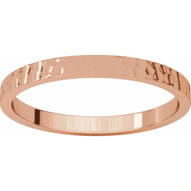 14K Rose 2 mm Flat Band with Hammer Finish - Balacia