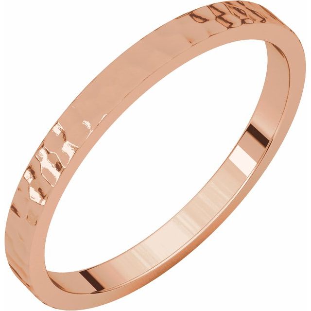 14K Rose 2 mm Flat Band with Hammer Finish - Balacia