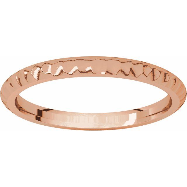 14K Rose 2 mm Half Round Band with Hammer Finish - Balacia