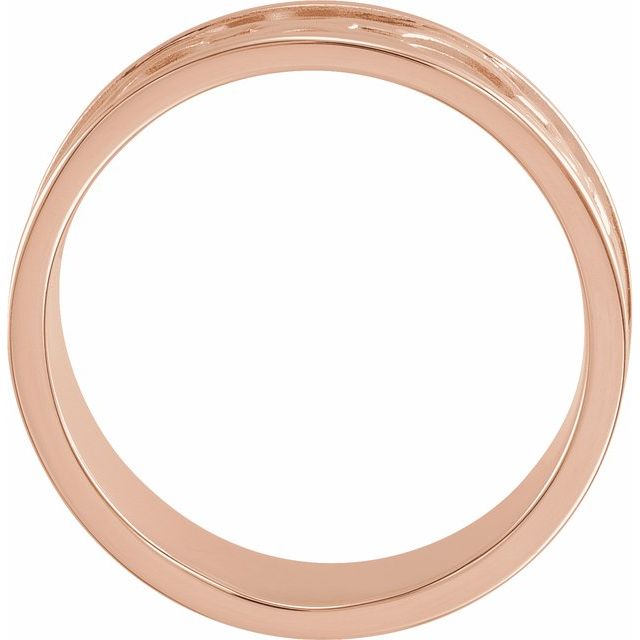 14K Rose 6 mm Patterned Band with Bead Blast Finish - Balacia