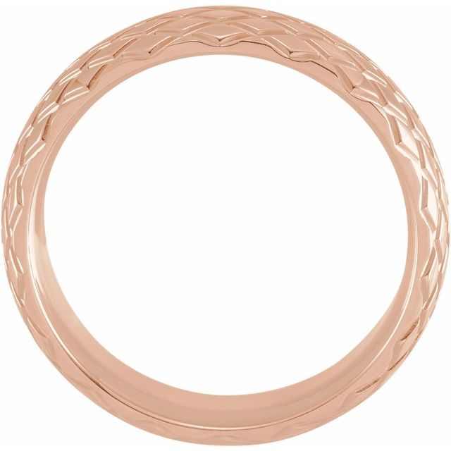 14K Rose 6 mm Rhombus Patterned Band - Balacia