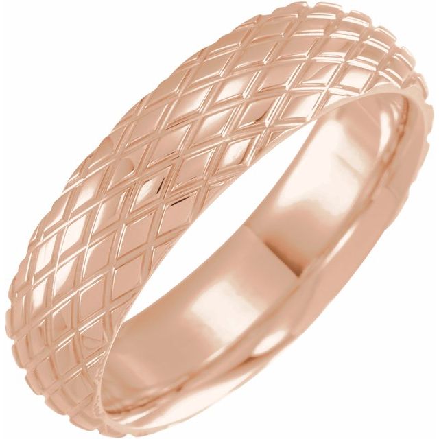 14K Rose 6 mm Rhombus Patterned Band - Balacia