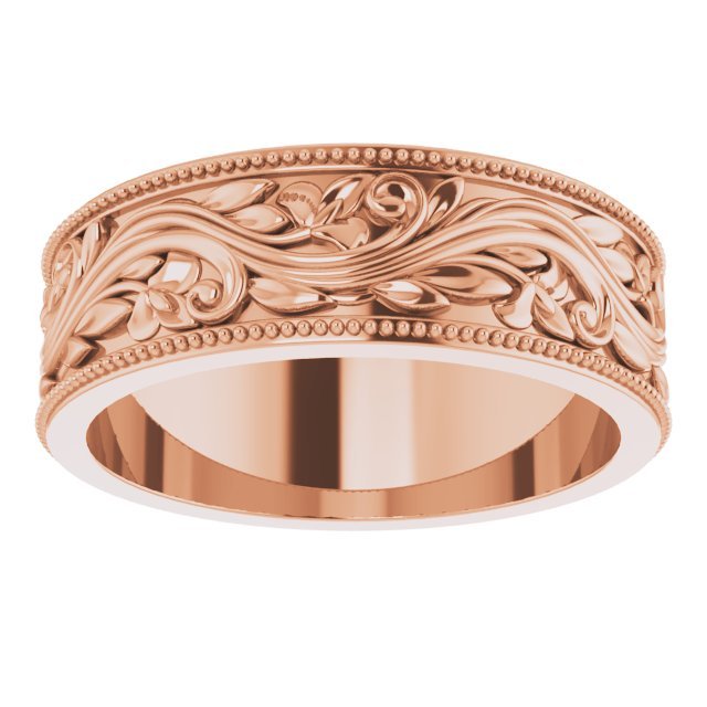 14K Rose 6 mm Sculptural - Inspired Band with Milgrain - Balacia