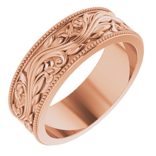 14K Rose 6 mm Sculptural - Inspired Band with Milgrain - Balacia