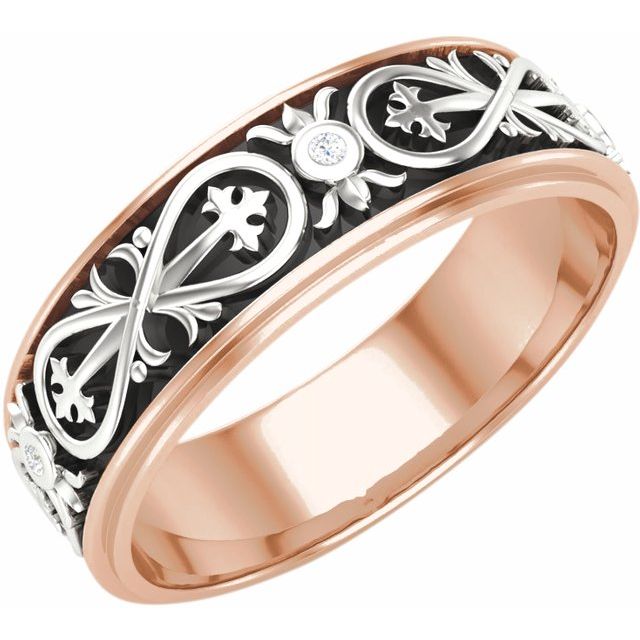 14K Rose/White 6.5 mm Infinity - Inspired Band - Balacia