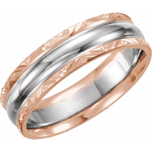 14K Rose/White/Rose 6 mm Design - Engraved Band - Balacia