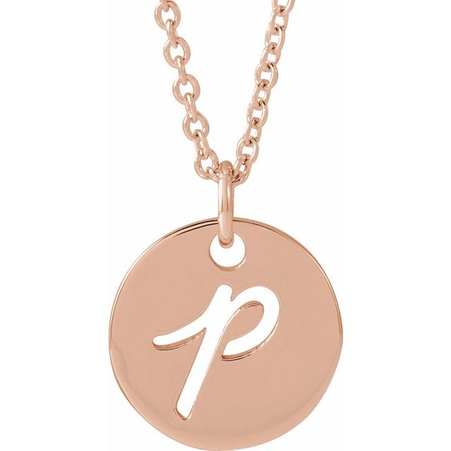 14K Script Initial P 16 - 18&quot; Necklace - Balacia