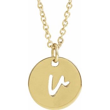 14K Script Initial V 16 - 18&quot; Necklace - Balacia