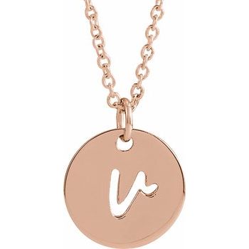 14K Script Initial V 16 - 18&quot; Necklace - Balacia