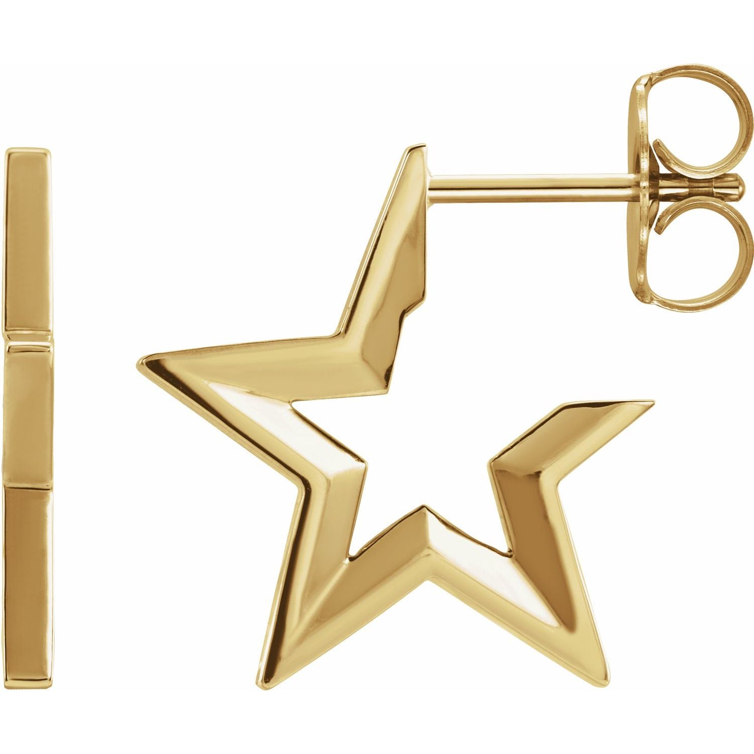 14K Star 15.9 mm Hoop Earrings - Balacia