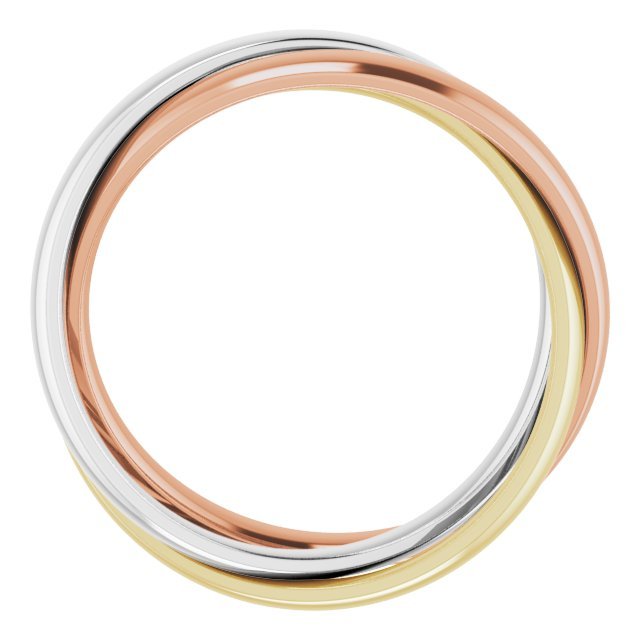 14K Tri - Color 2.4mm Three Band Rolling Ring - Balacia