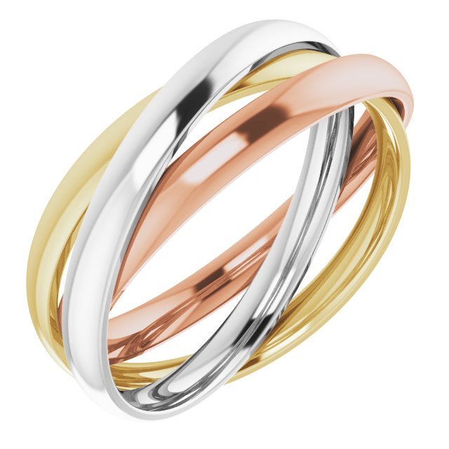 14K Tri - Color 2.4mm Three Band Rolling Ring - Balacia