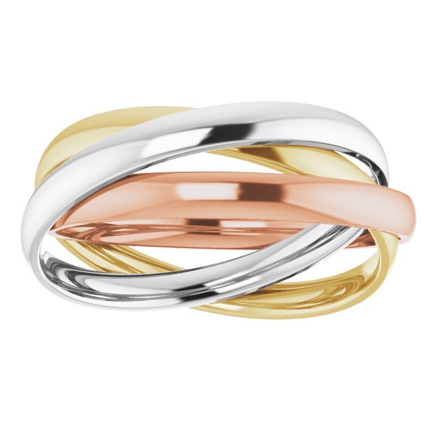 14K Tri - Color 2.4mm Three Band Rolling Ring - Balacia