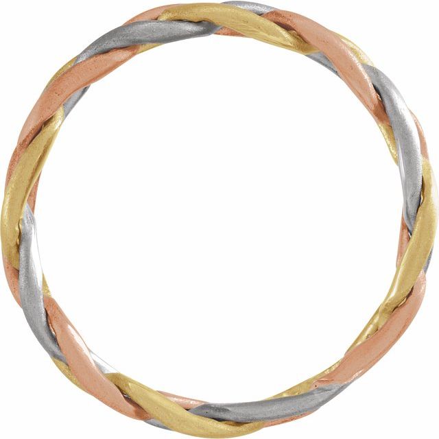 14K Tri - Color 3.5 mm Hand - Woven Band - Balacia