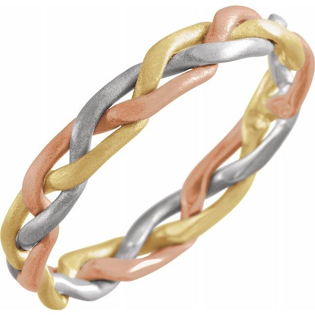 14K Tri - Color 3.5 mm Hand - Woven Band - Balacia