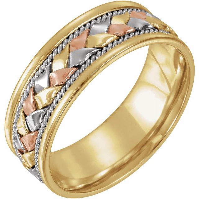 14K Tri - Color 8 mm Woven Band - Balacia