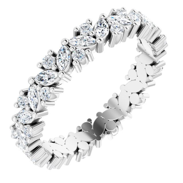 14K White 1 CTW Diamond Cluster Eternity Band - Balacia