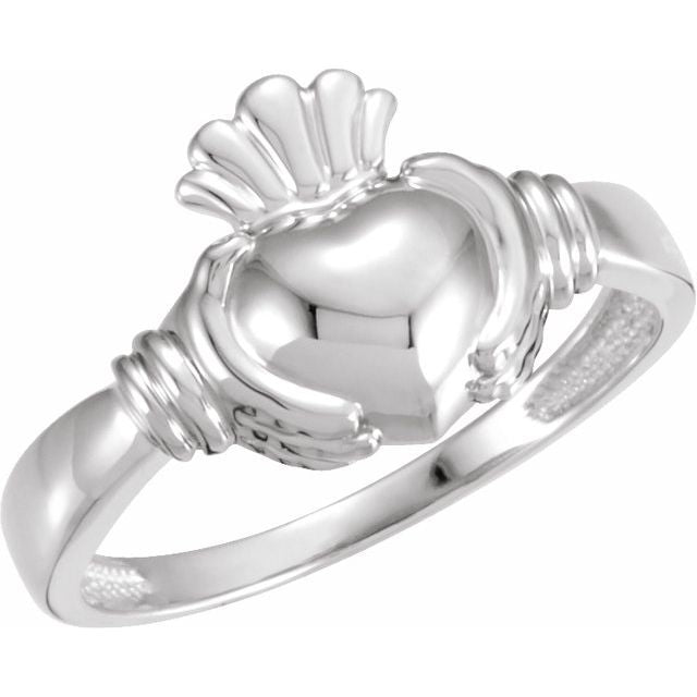 14K White 13mm Claddagh Ring - Balacia