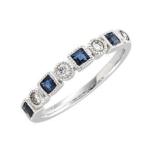 14K White 1/5 CTW Diamond & Sapphire Anniversary Band - Balacia