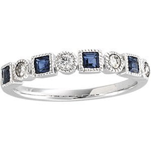 14K White 1/5 CTW Diamond & Sapphire Anniversary Band - Balacia