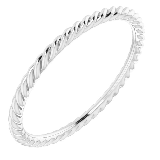 14K White 1.5 mm Skinny Rope Band - Balacia