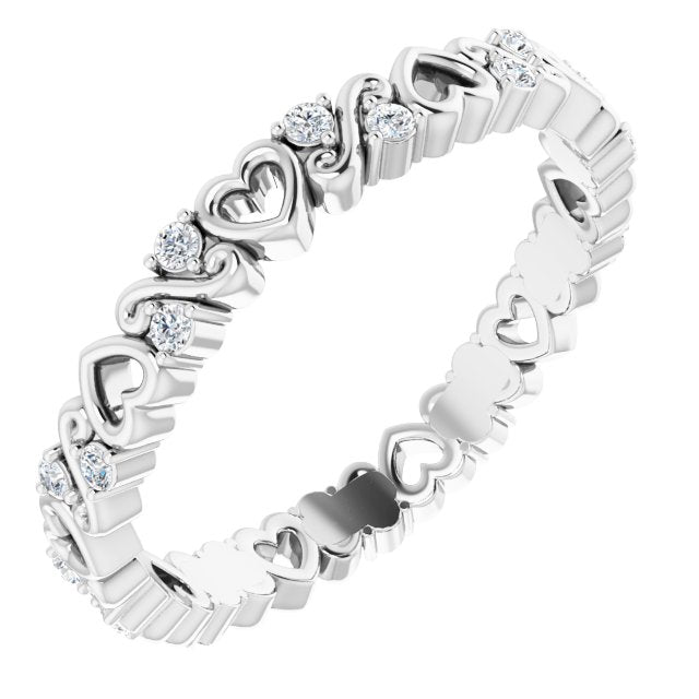 14K White 1/6 CTW Heart Diamond Eternity Band - Balacia