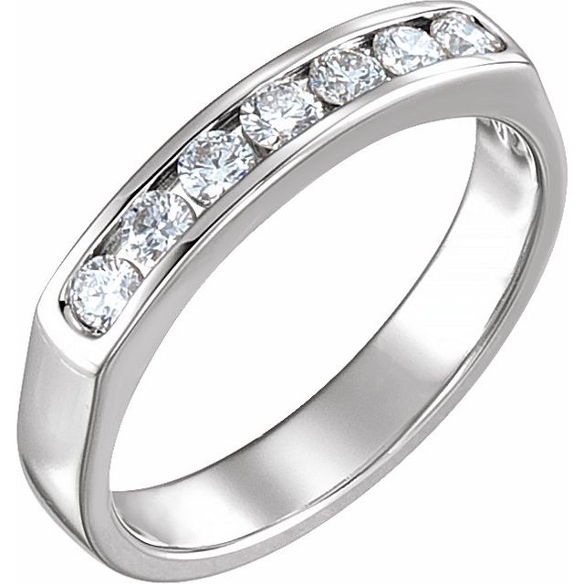 14K White 2.4 mm Round Seven - Stone Anniversary Band - Balacia