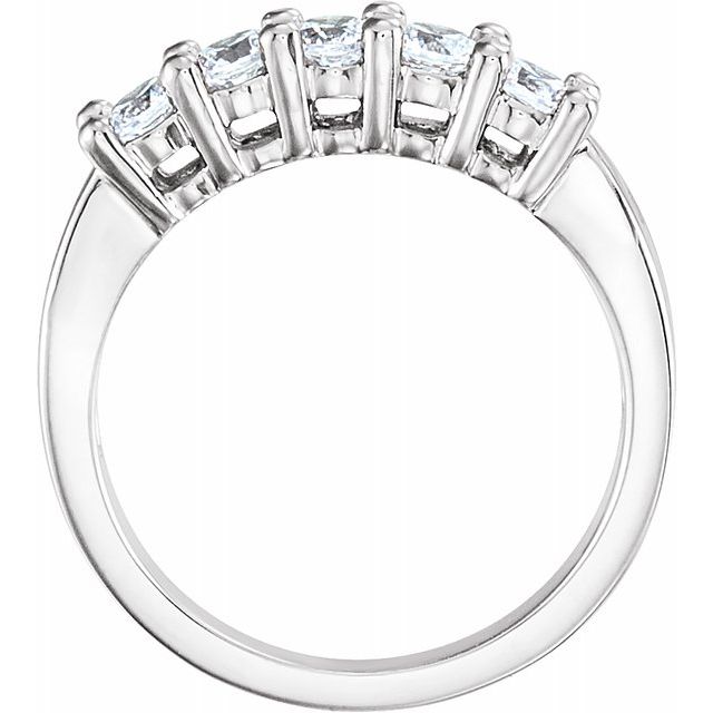 14K White 3.4 mm Round Five - Stone Anniversary Band - Balacia