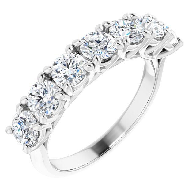 14K White 4.1 mm Round Seven - Stone Anniversary Band - Balacia